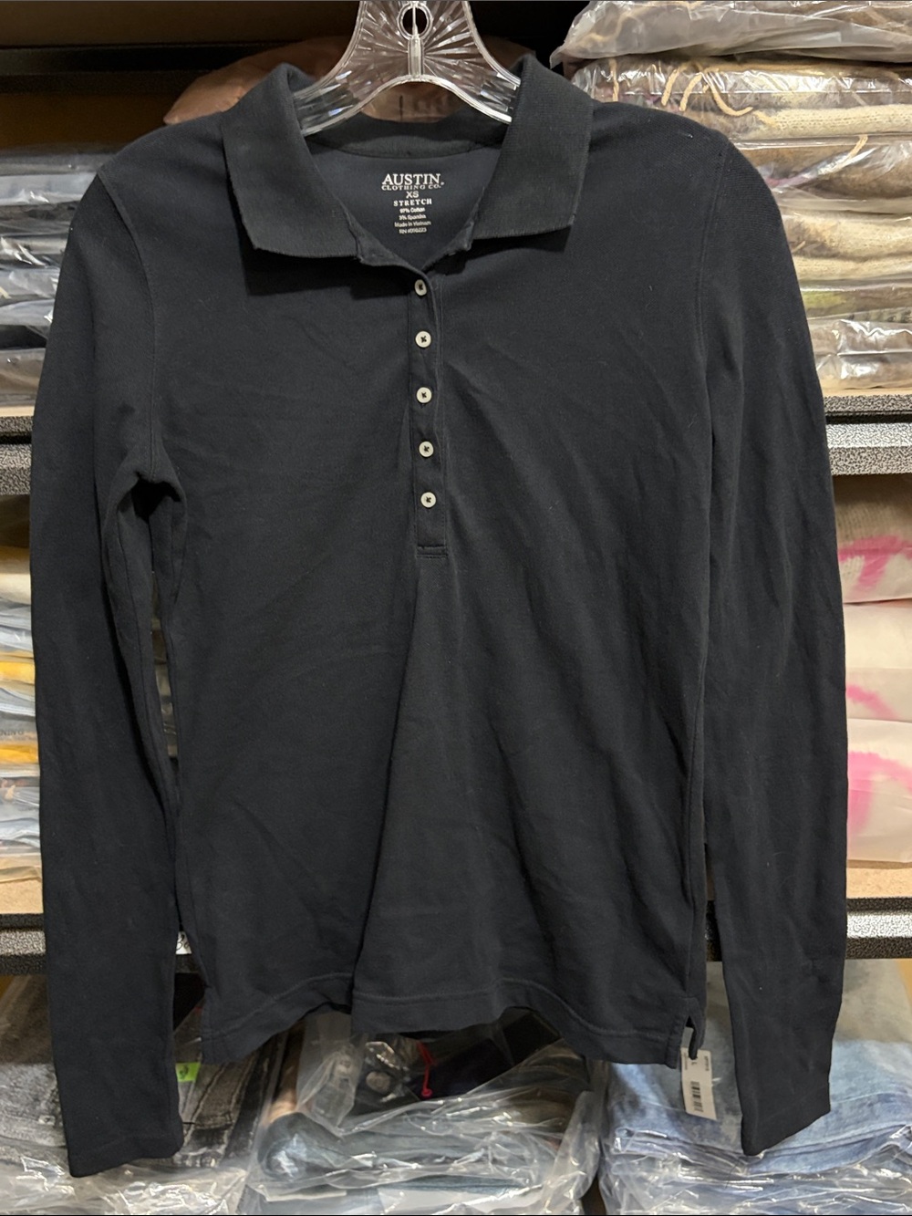 Austin Clothing Co. Black Long-Sleeve Polo Top